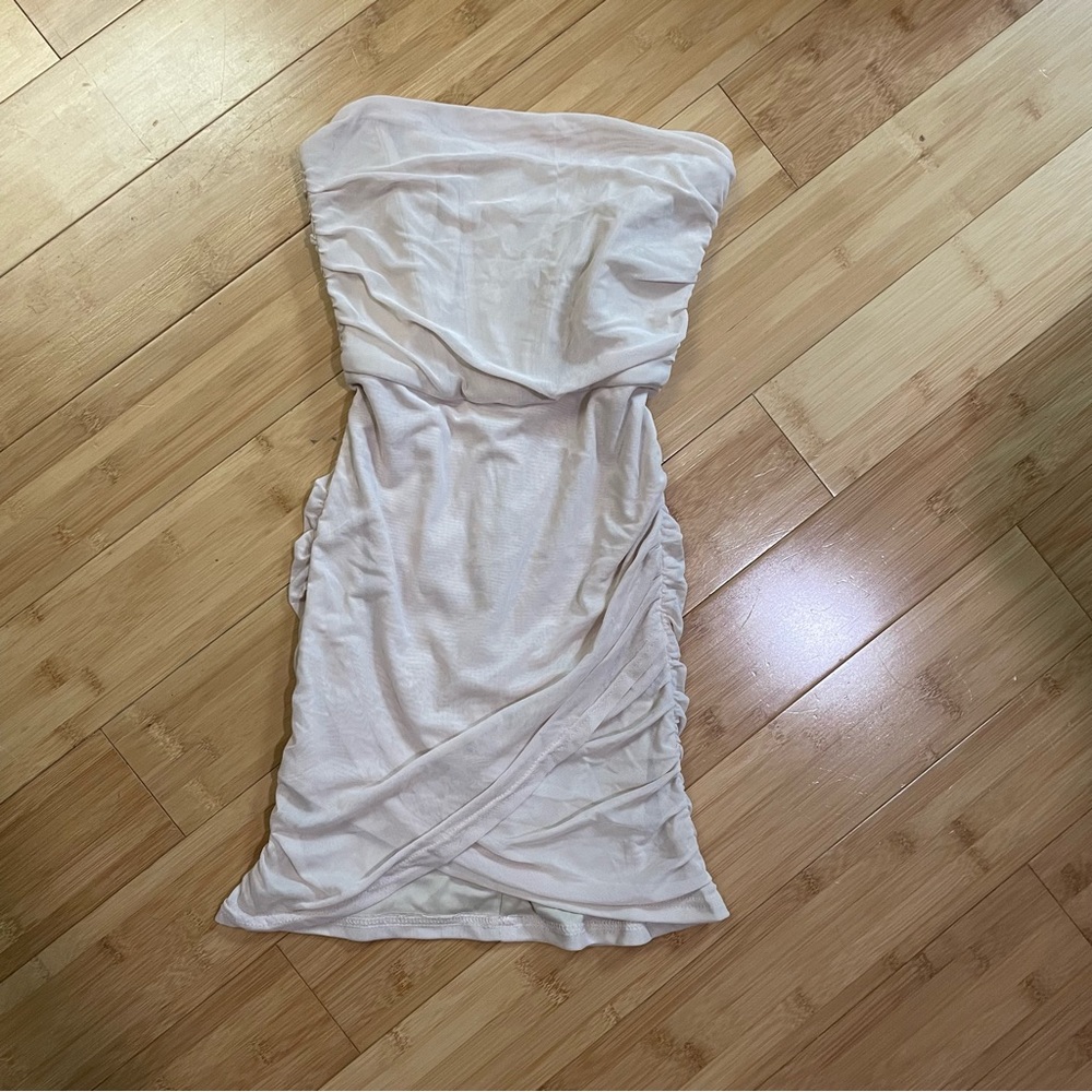 Strapless Tan Bone Mini Dress Sz. S